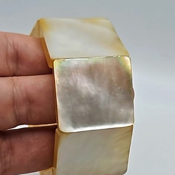 Vintage Laminated Celluloid Layered Link Stretch Bracelet - Picture 9 of 12